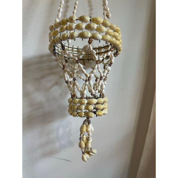 Vintage Sea Shell Hanging Macrame Plant candle Holder Boho decor beach nautical - Picture 15 of 16